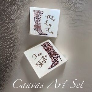 Stylish Boutique Animal Print Shoe Art ~  Canvas art print set 2pcs  👠🆕👠